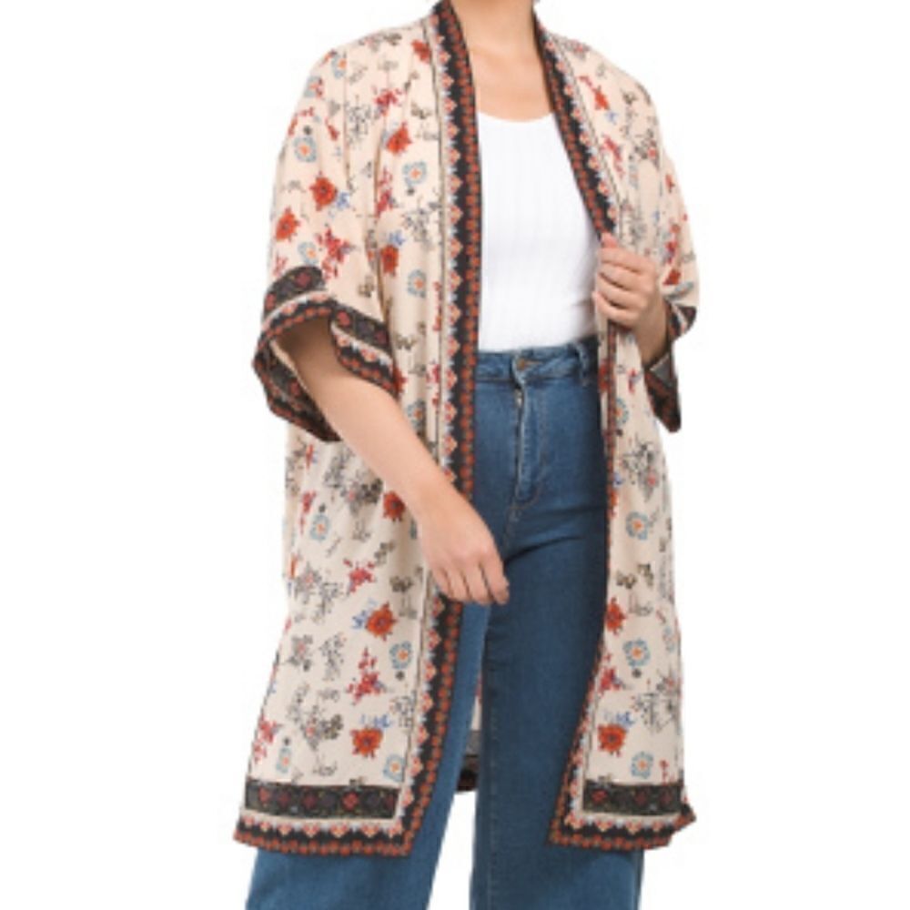 Max Studio Floral‎ Boho Plus Crepe Duster Size Small